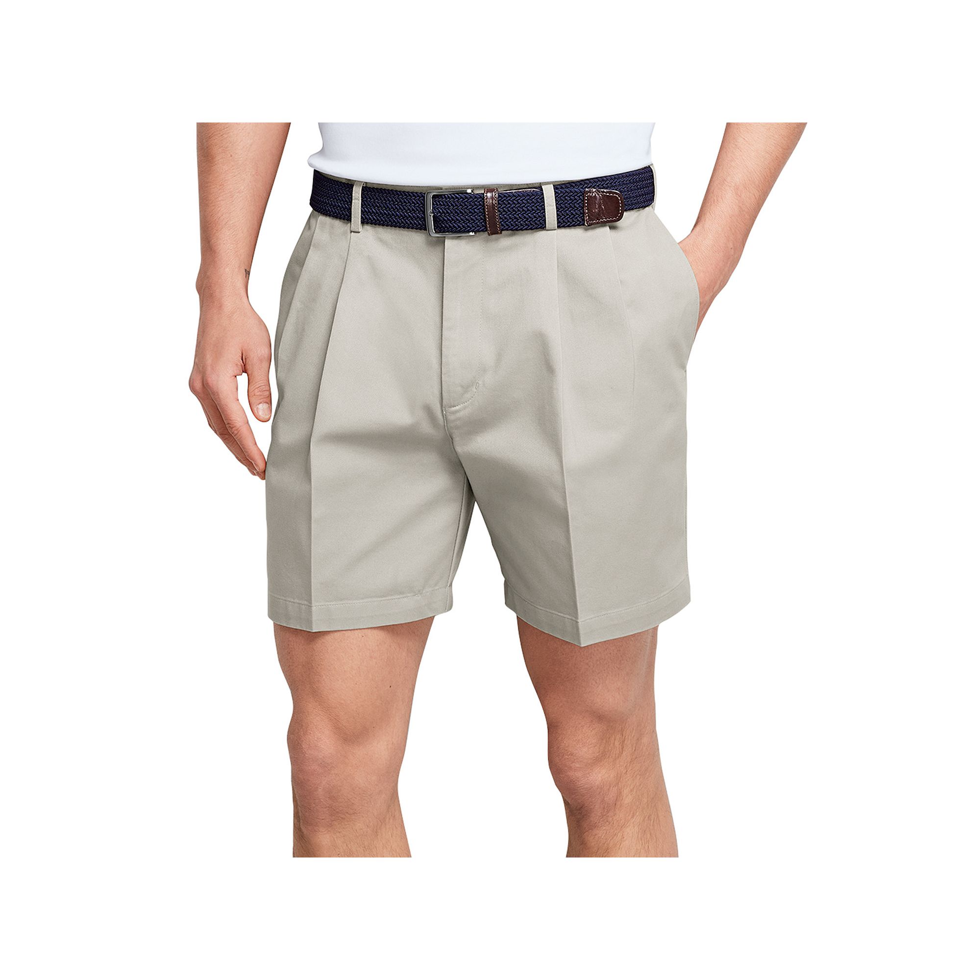 Mens Lands End Comfort Waist 6-inch No-Iron Pleated Chino Shorts, Size: 3