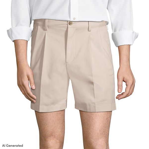 Men's Lands' End Comfort Waist 6-inch No-Iron Pleated Chino Shorts
