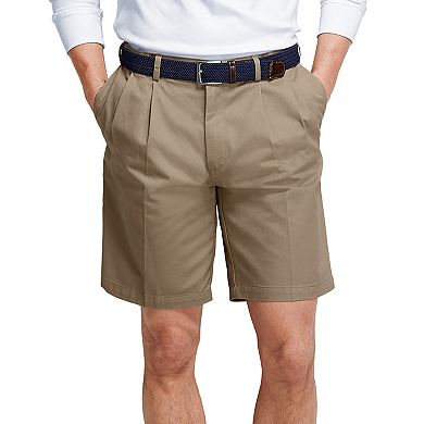 Men's Lands' End Comfort Waist 9-inch No-Iron Pleated Chino Shorts