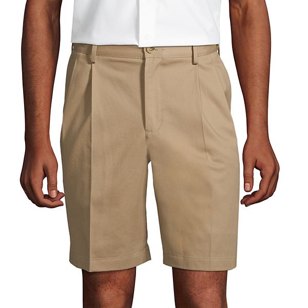 Men's Lands' End Comfort Waist 9-inch No-Iron Pleated Chino Shorts