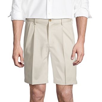 Men's Lands' End Comfort Waist 9-inch No-Iron Pleated Chino Shorts