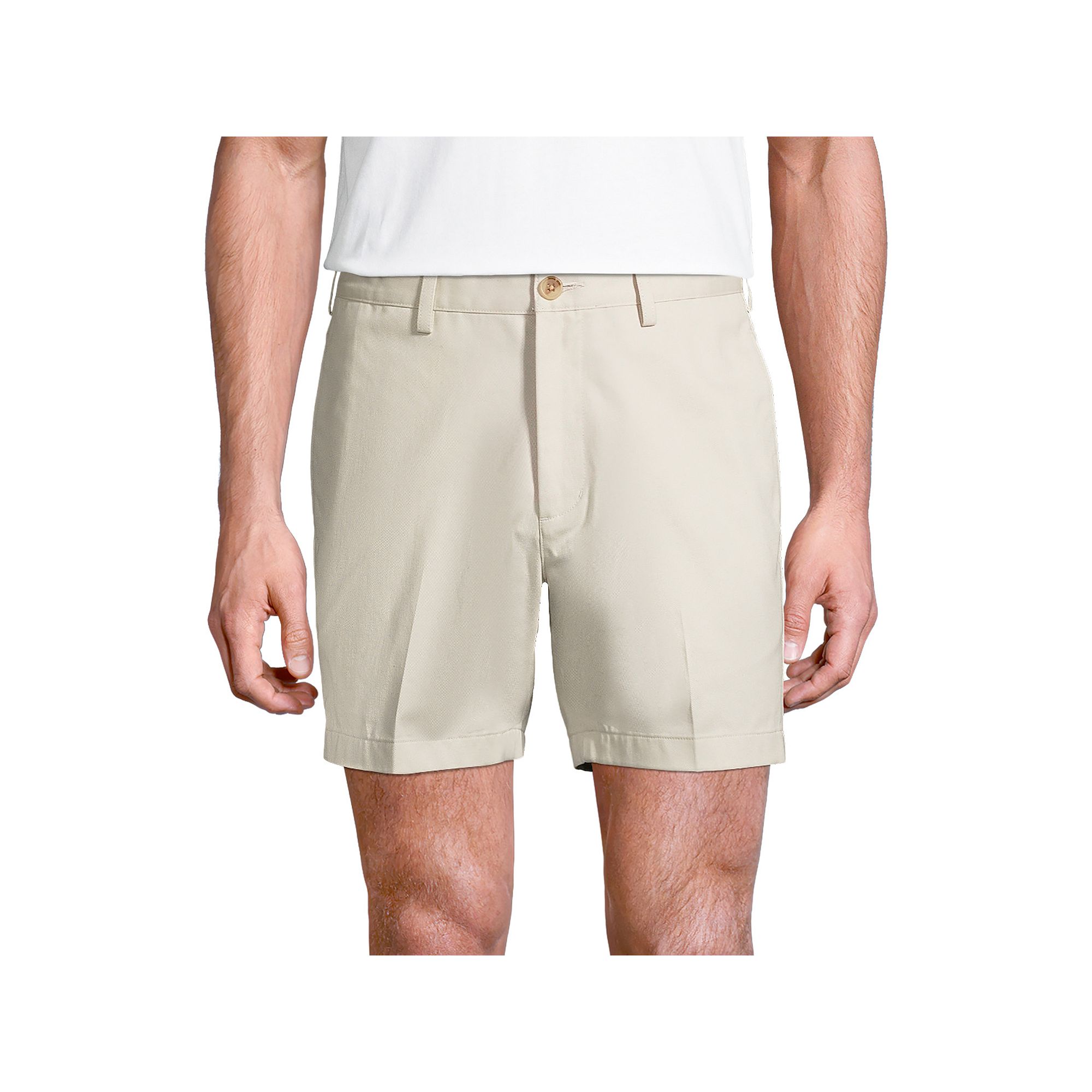 Mens Lands End Classic-Fit 6-inch No-Iron Chino Shorts, Size: 30, Light G