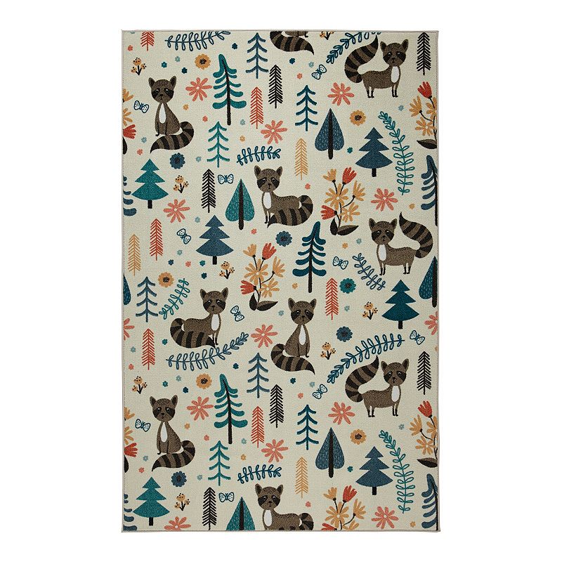Mohawk Home Kids Prismatic Raccoon Woodland Rug, Multicolor, 2.5X5 Ft