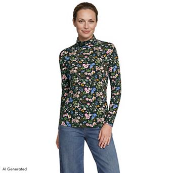 Petite Lands' End Lightweight Fitted Long Sleeve Turtleneck