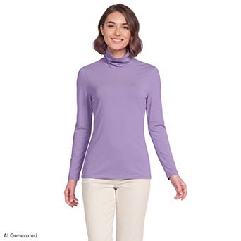 Petite Lands' End Lightweight Fitted Long Sleeve Turtleneck