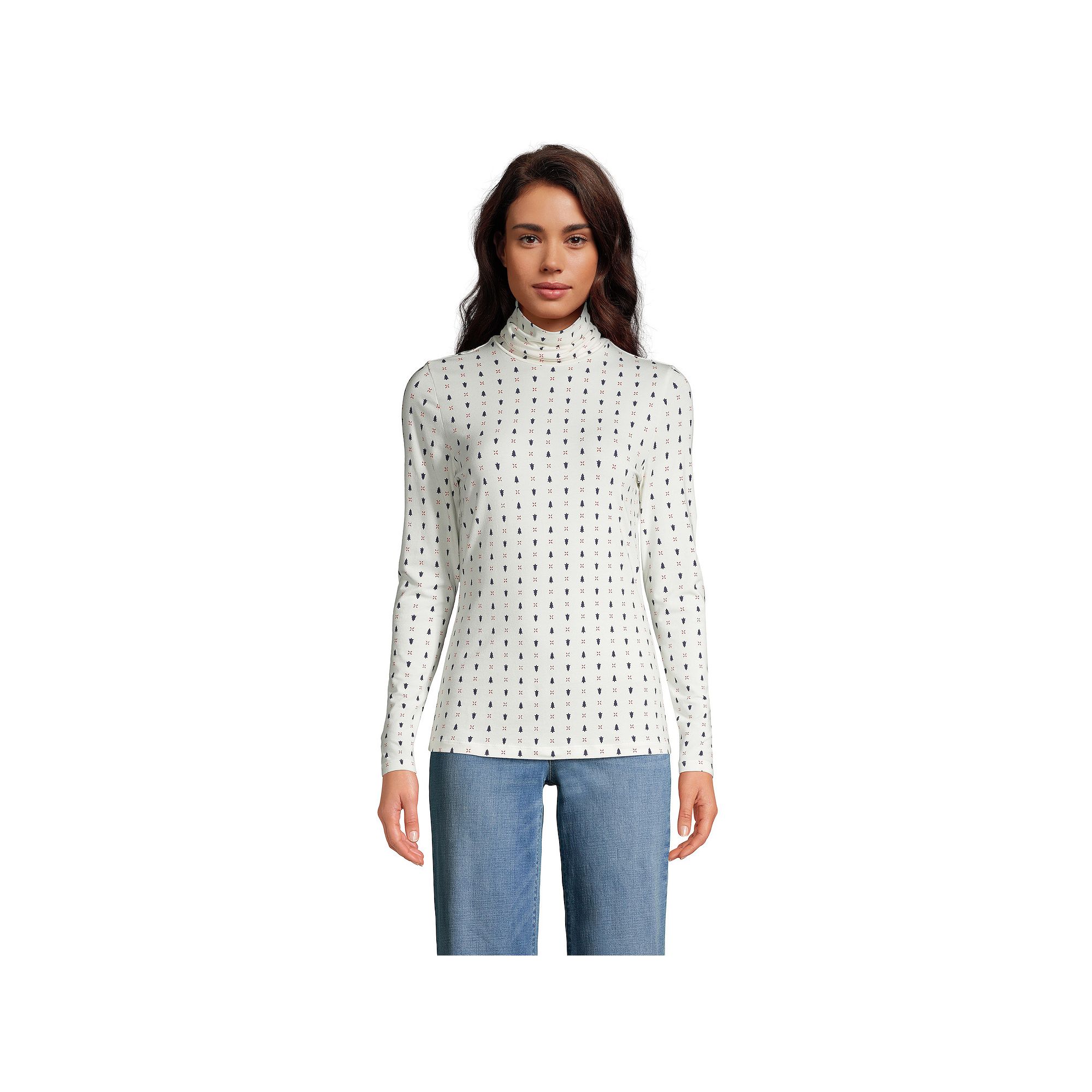 Petite Lands End Lightweight Fitted Long Sleeve Turtleneck, Womens, Size: