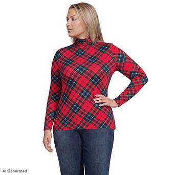 Plus Size Lands' End Lightweight Fitted Long Sleeve Turtleneck