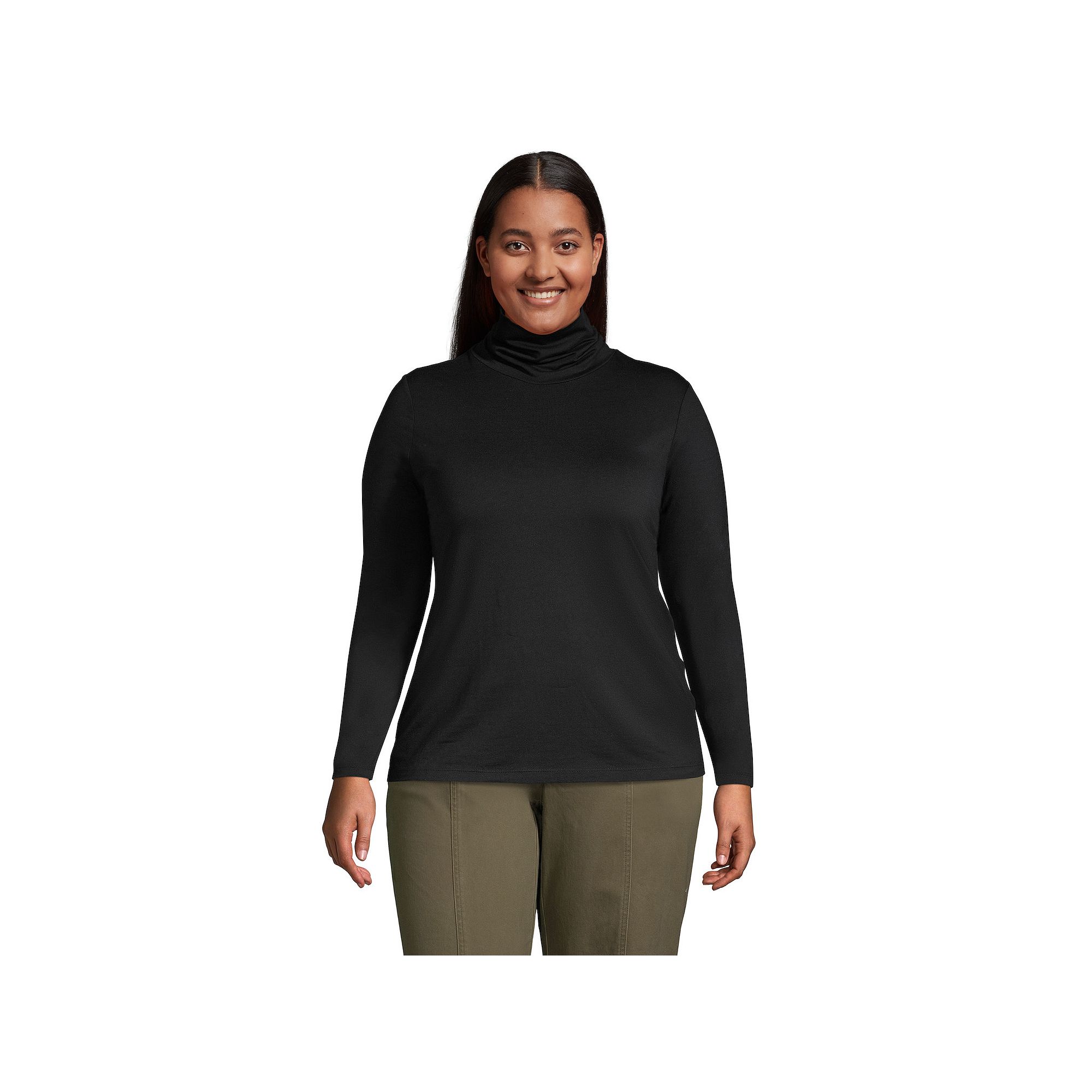 Plus Size Lands End Lightweight Fitted Long Sleeve Turtleneck, Womens, Si