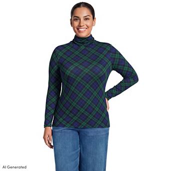 Plus Size Lands' End Lightweight Fitted Long Sleeve Turtleneck
