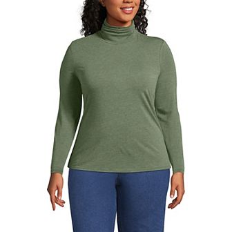 Plus Size Lands' End Lightweight Fitted Long Sleeve Turtleneck