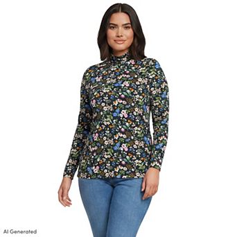 Plus Size Lands' End Lightweight Fitted Long Sleeve Turtleneck