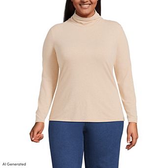 Plus Size Lands' End Lightweight Fitted Long Sleeve Turtleneck
