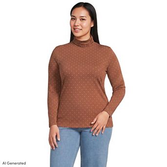 Plus Size Lands' End Lightweight Fitted Long Sleeve Turtleneck