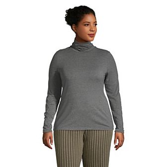 Plus Size Lands' End Lightweight Fitted Long Sleeve Turtleneck