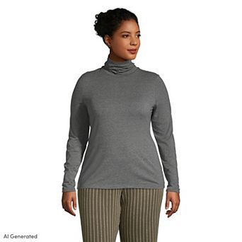 Plus Size Lands' End Lightweight Fitted Long Sleeve Turtleneck
