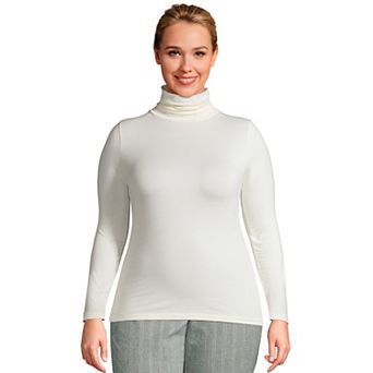 Plus Size Lands' End Lightweight Fitted Long Sleeve Turtleneck