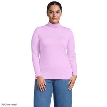 Plus Size Lands' End Lightweight Fitted Long Sleeve Turtleneck
