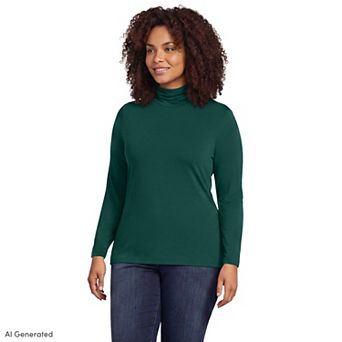 Plus Size Lands' End Lightweight Fitted Long Sleeve Turtleneck