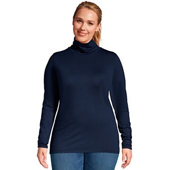 Plus Size Lands' End Lightweight Fitted Long Sleeve Turtleneck