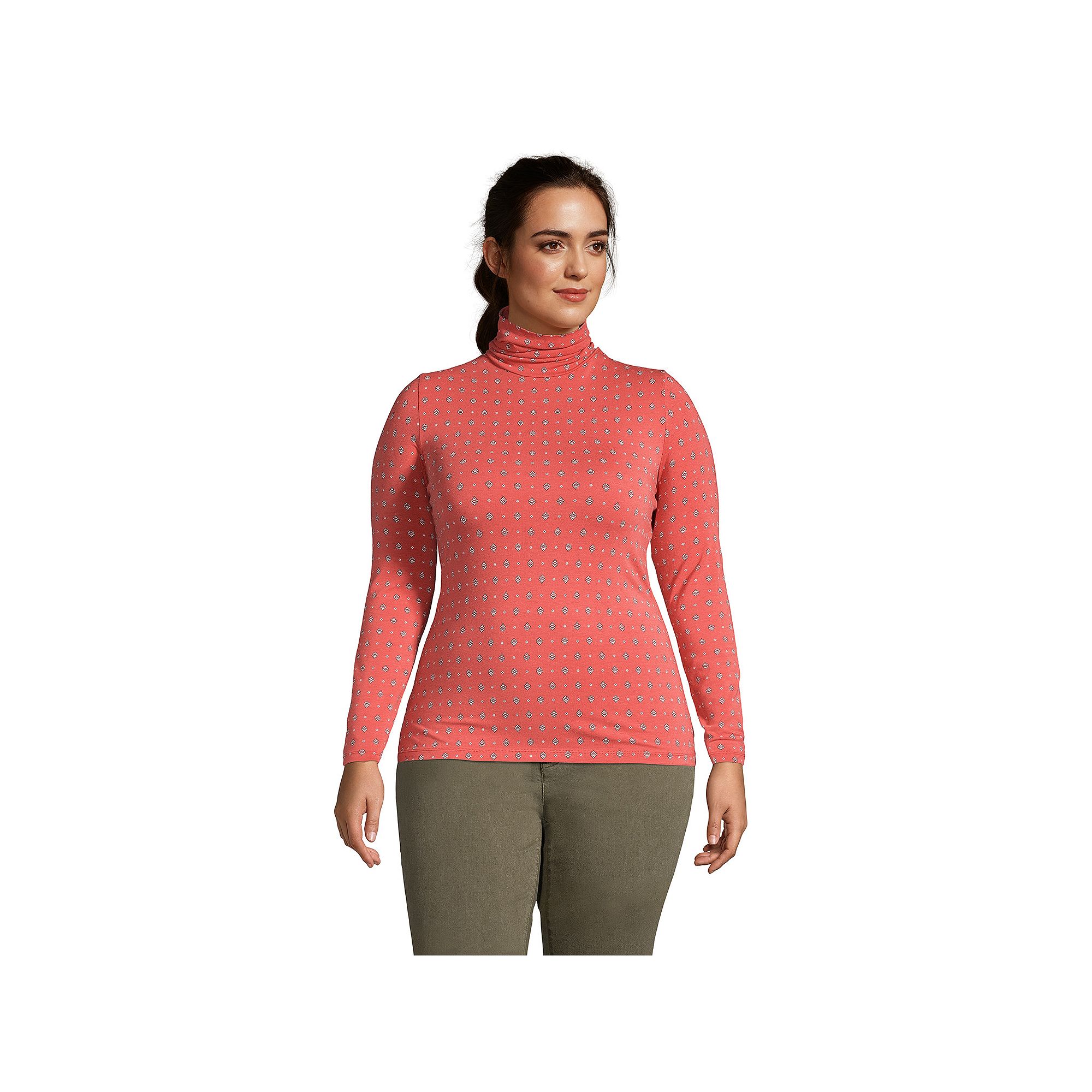 Plus Size Lands End Lightweight Fitted Long Sleeve Turtleneck, Womens, Si