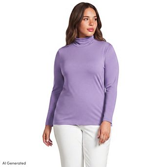 Plus Size Lands' End Lightweight Fitted Long Sleeve Turtleneck
