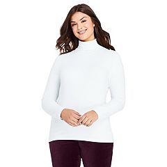 Lands' End Lands' End Women's Lightweight Fitted Long Sleeve Turtleneck,  WHITE, L 