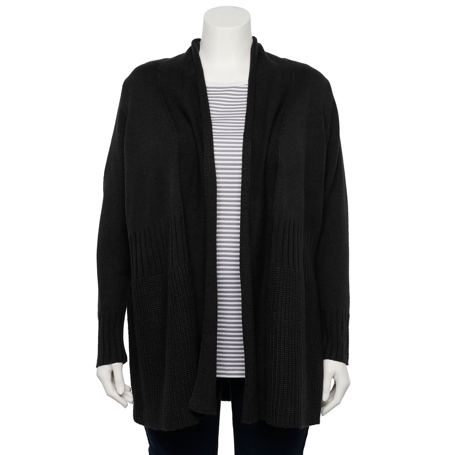 plus size long black cardigan sweater