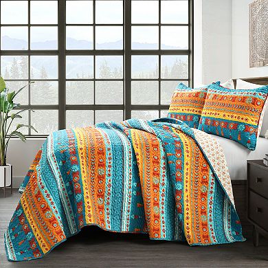 Lush Decor Boho Watercolor Border Quilt Set