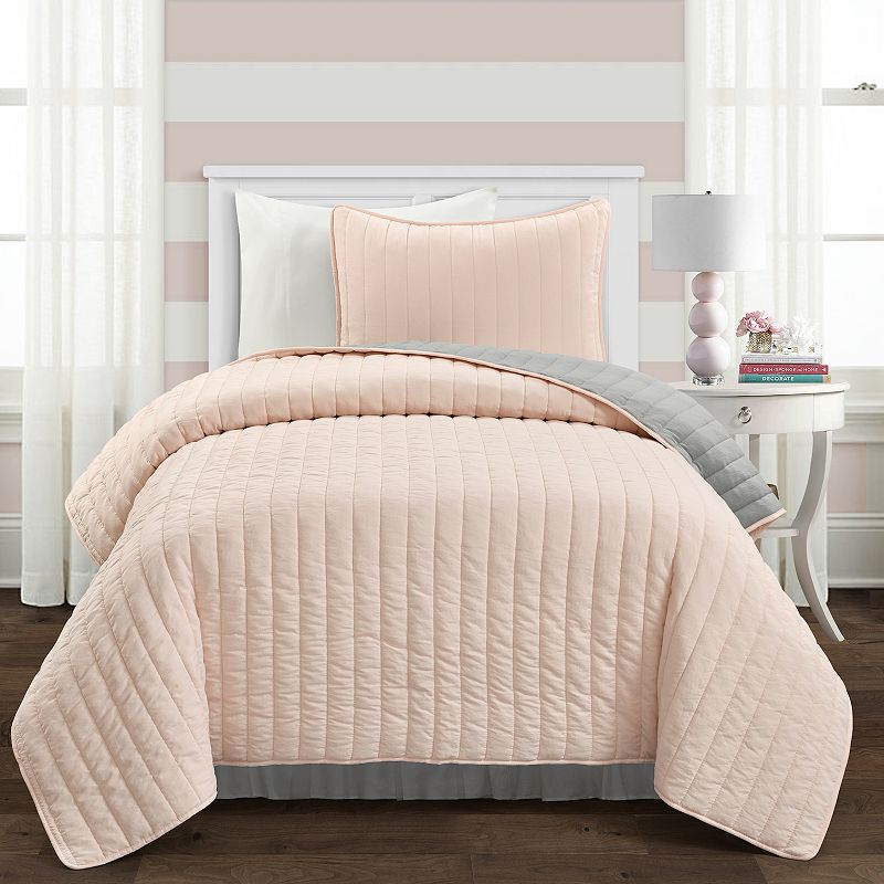 Lush Decor Soft Stripe All Season Quilt Set, Pink, Twin