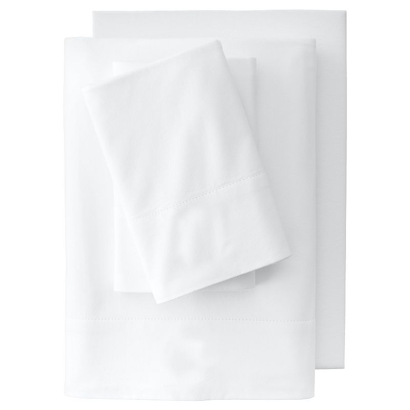 Lands End Supima Flannel Sheets or 2-pack Pillowcase Set, White, QUEEN FIT