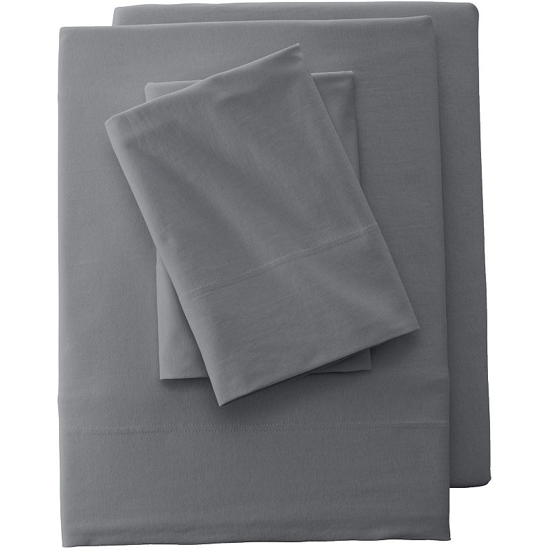 Lands End Cotton Jersey Knit Fitted Sheet or 2-pack Pillowcase Set, Dark G