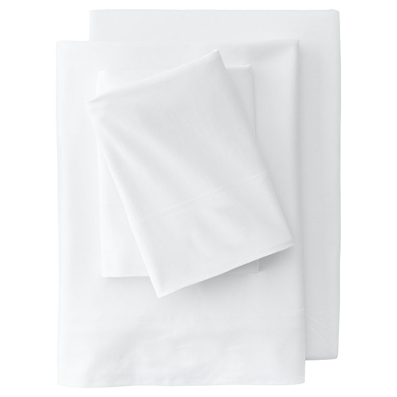 Lands End Cotton Jersey Knit Fitted Sheet or 2-pack Pillowcase Set, White,