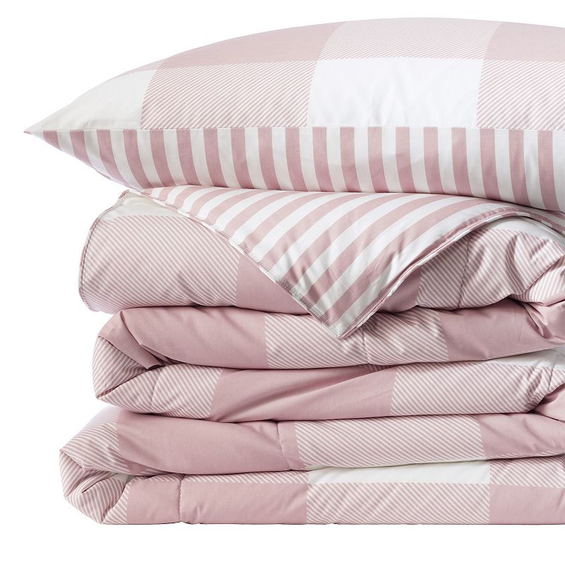 Lands End Pureloft Printed Comforter or Sham, Dark Pink, King