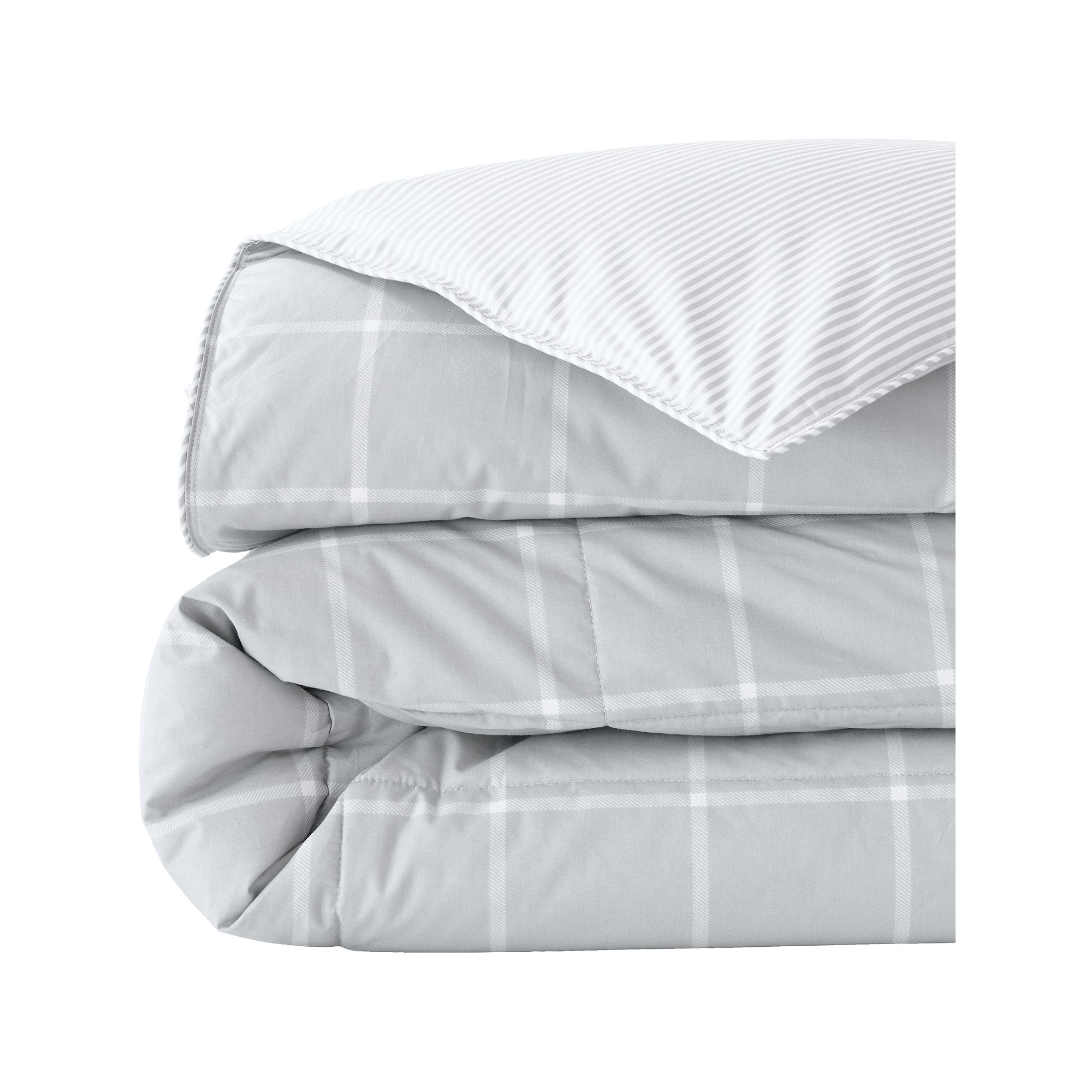 Lands End Pureloft Printed Comforter or Sham, Gray Windowpane