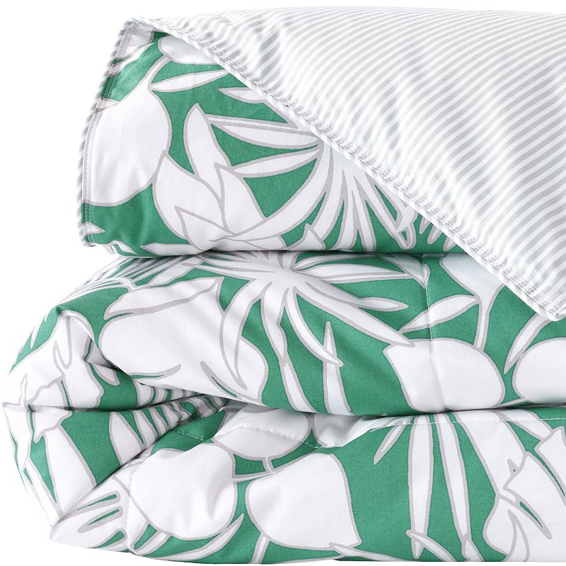Lands End Pureloft Printed Comforter or Sham, Dark Green, Standard