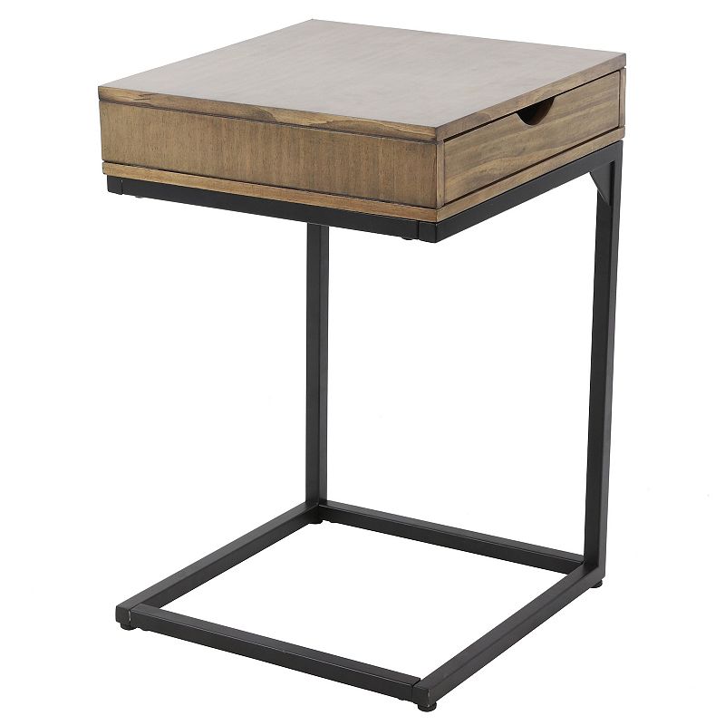 Decor Therapy Porter C-Table with Drawer, Brown