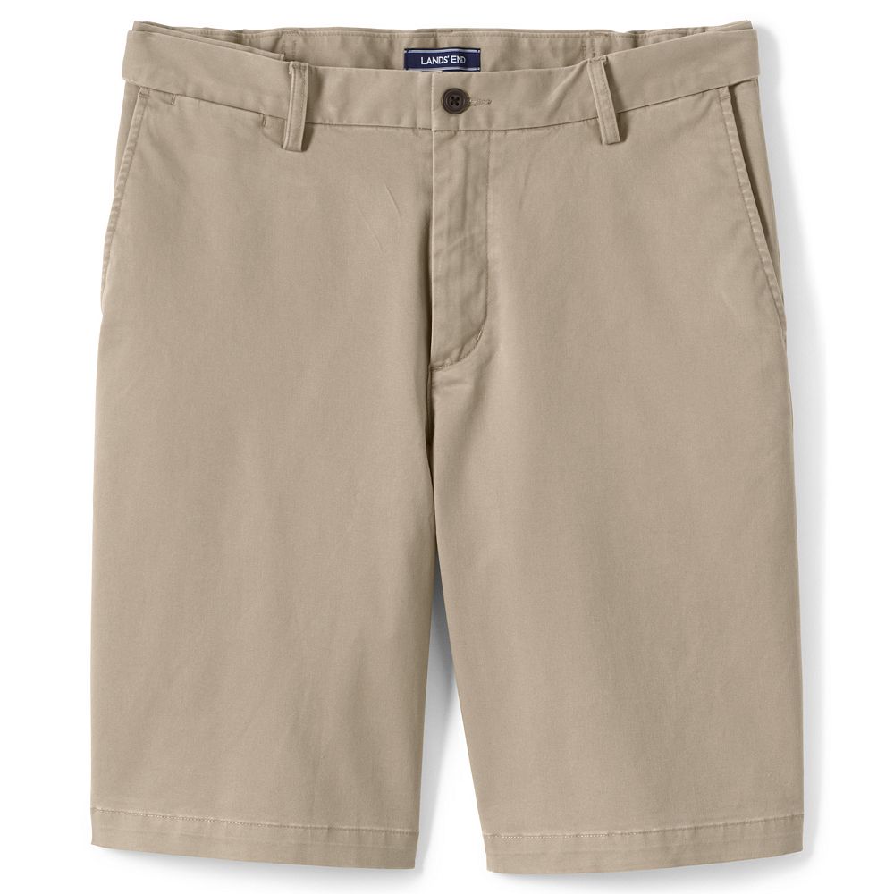 Lands’ End Men’s Flat Front Flex Shorts — Khaki, 32 - image 1