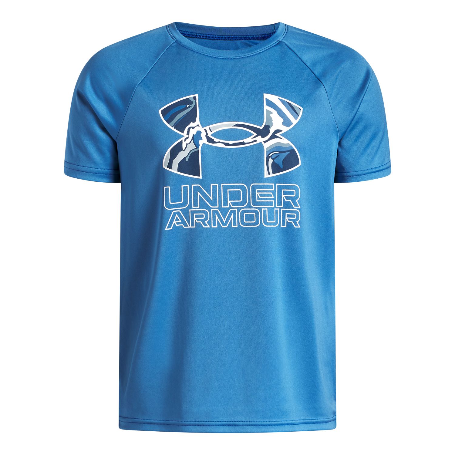 Футболка Under Armour Hybrid Print Tech Tee in Regular & Husky для мальчиков, цвет: Синий