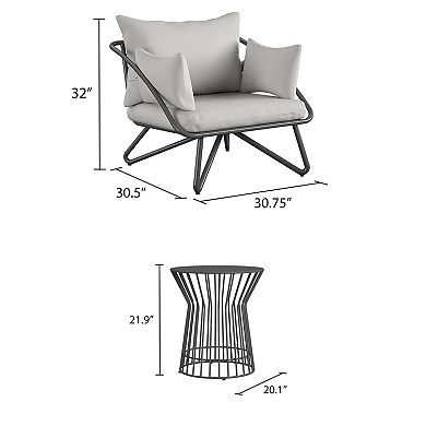 Novogratz Poolside Teddi Outdoor Lounge Chair & End Table 3-piece Set