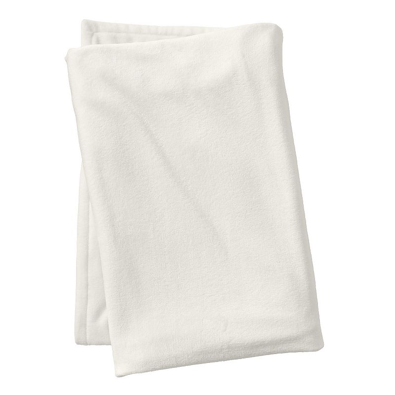 Lands End Plush Fleece Solid Throw, Natural