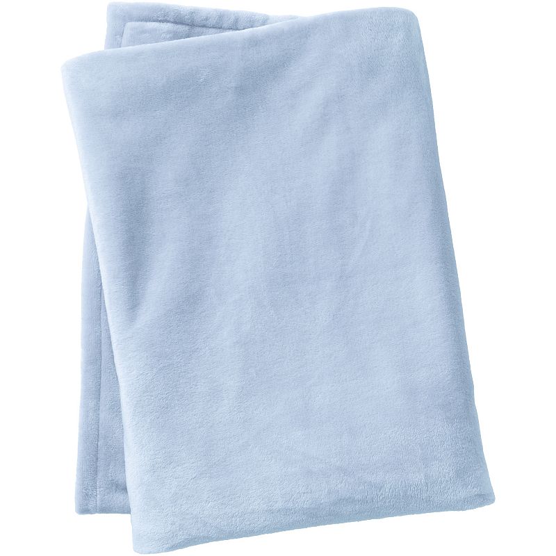 Lands End Plush Fleece Solid Throw, Dark Blue