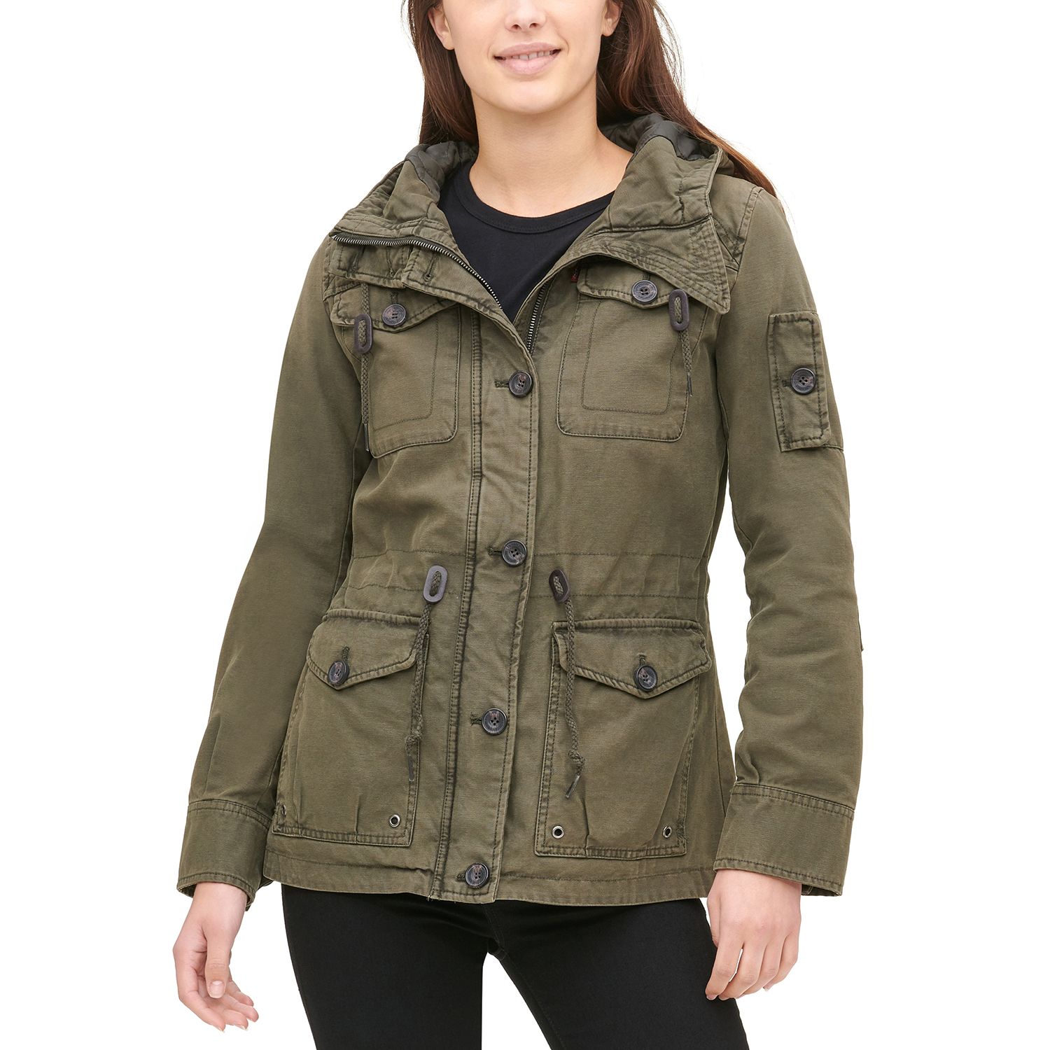 Twill Hooded Military-Style Jacket