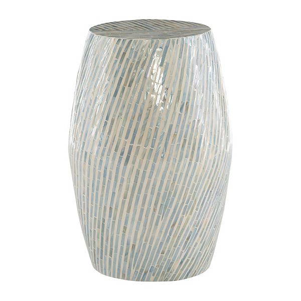 Prianna Drum Table Light Blue - Linon: Capiz Shell Finish, No Assembly Required, MDF &#38; Mosaic Tile