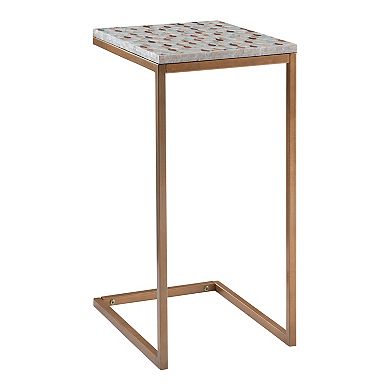 Linon Priscille Capiz Fish C-Shape End Table