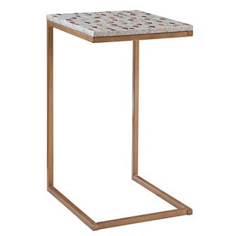 Linon Priscille Capiz Fish C-Shape End Table