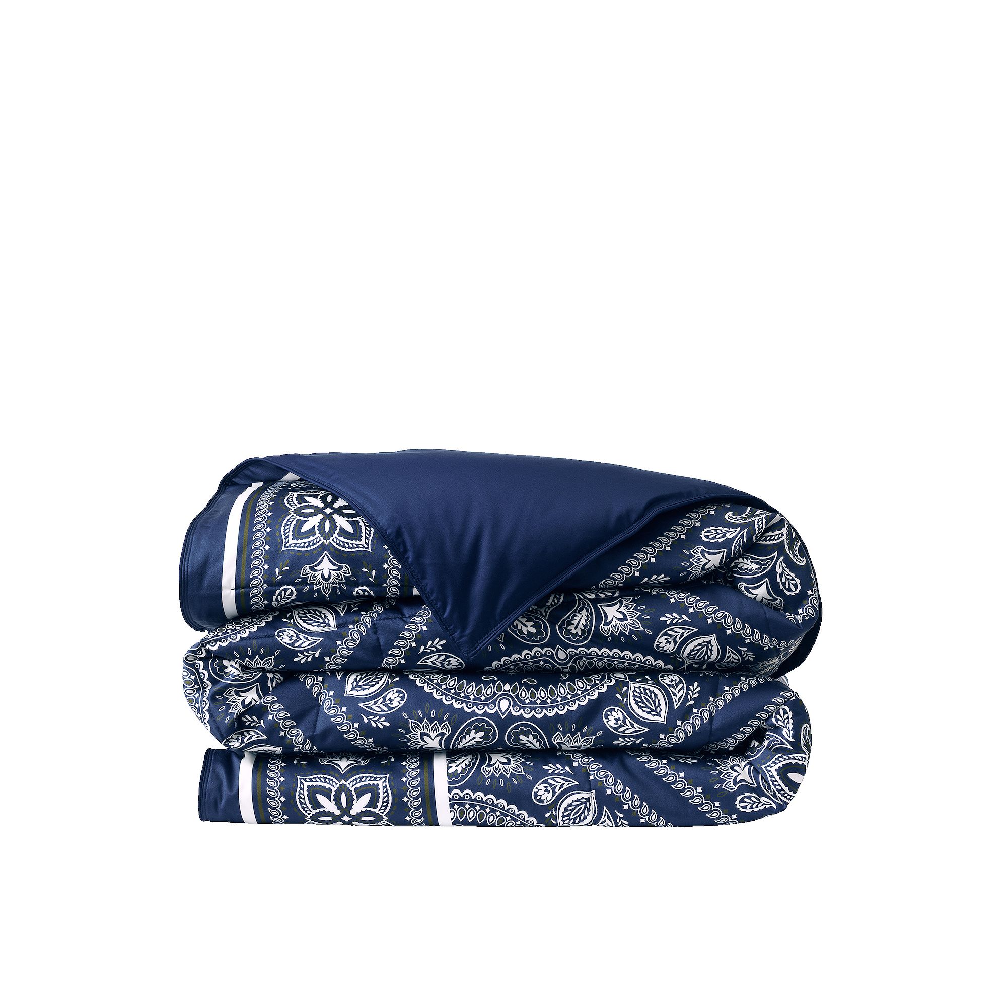 Lands End Supima Cotton Sateen Print Duvet Cover, Blue Square Paisley