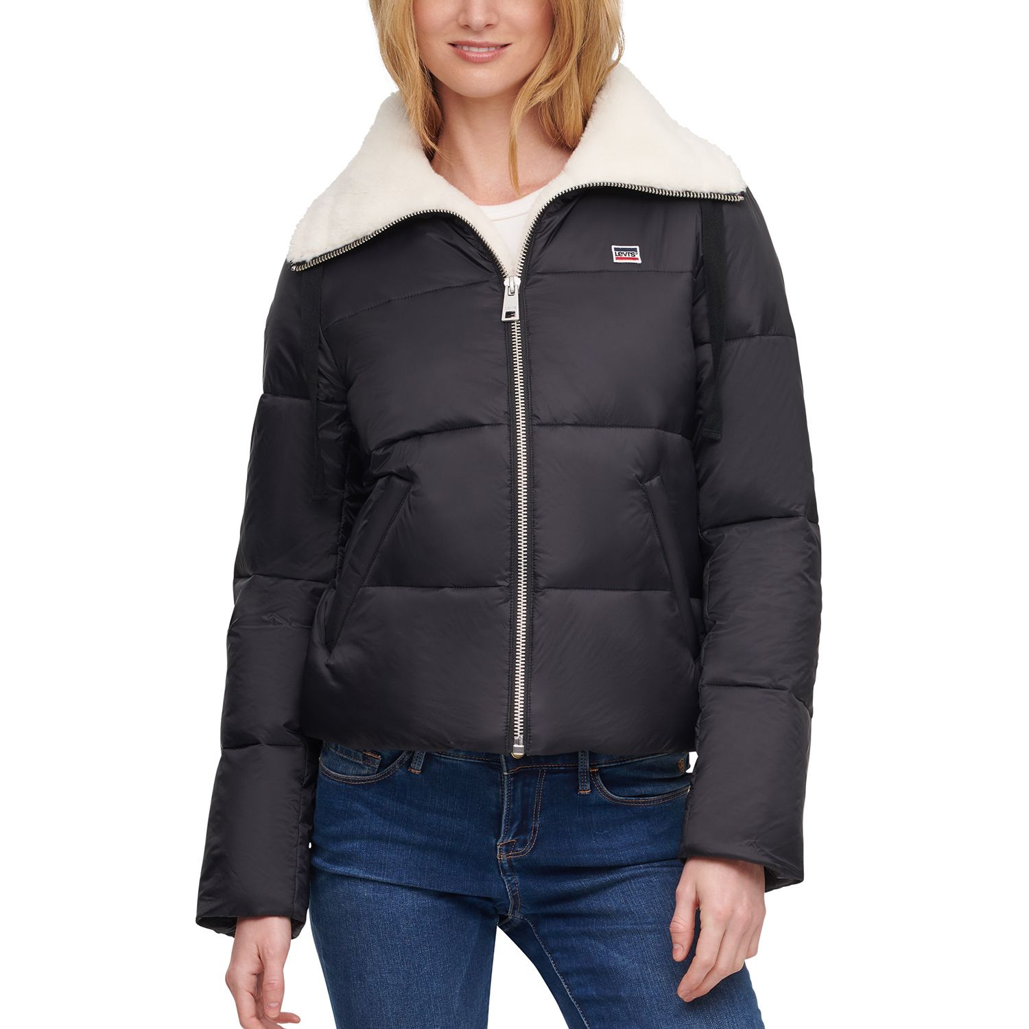 Nylon Quilted Sherpa Lined Puffer Jacket