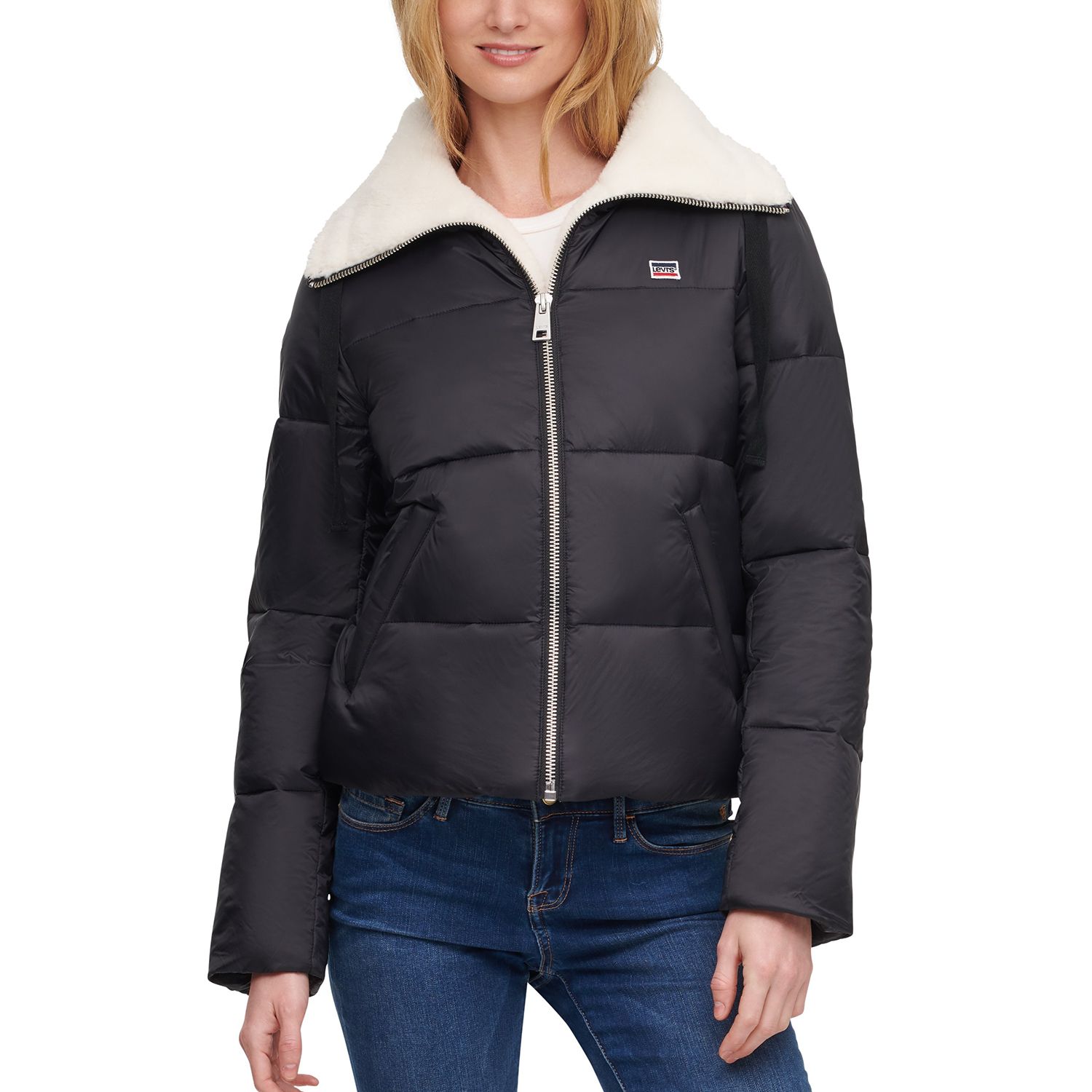 levi's sherpa lined hooded puffer jacket