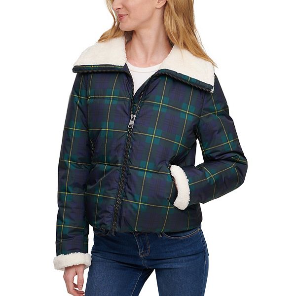 Women&#39;s Levi&#39;s® Plaid Sherpa-Collar Quilted Puffer Jacket