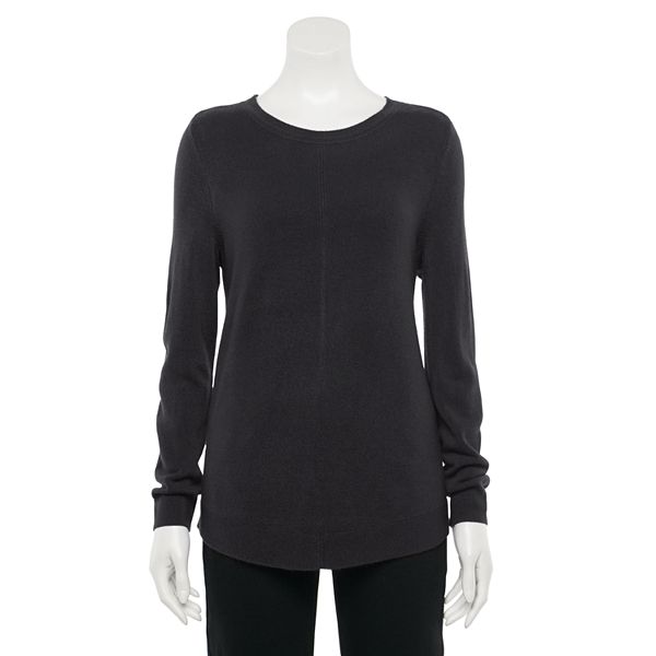 Women's Croft & Barrow® Curved-Hem Crewneck Sweater